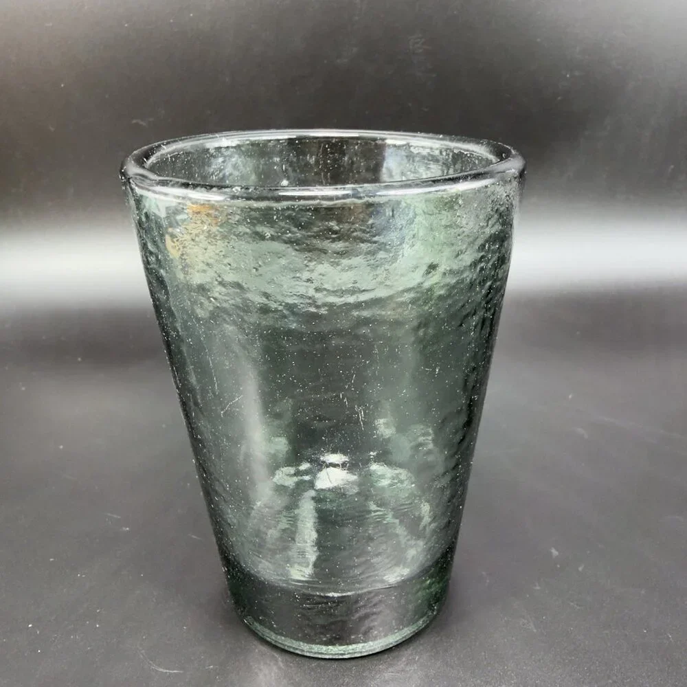 Fire and Light Recycled Glass Tumbler Charcoal Barware Glasses 4.5inch Set 2 VTG